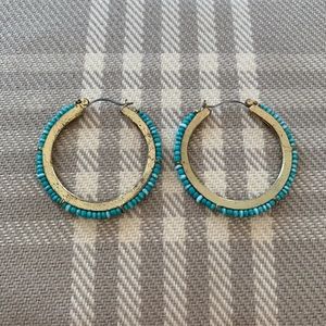 ⭐️BAUBLE BAR ⭐️ turquoise beaded hoop earrings